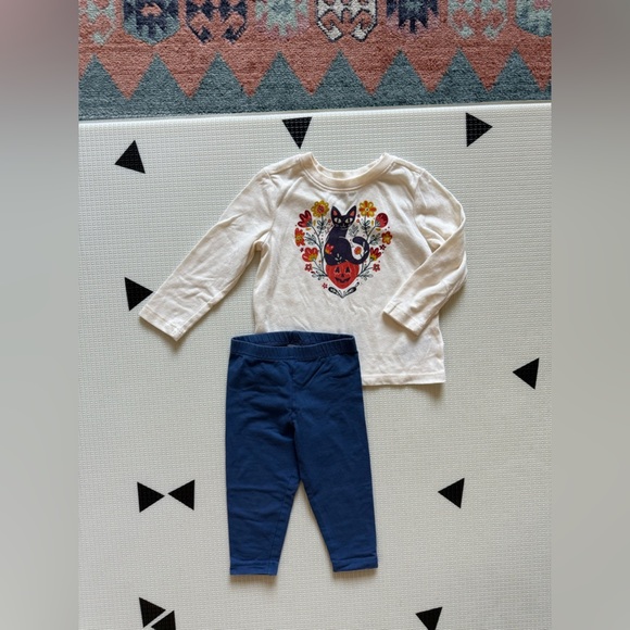 Old Navy|Baby girl cute outfit,Cat Halloween & Pumpkin long sleeve & leggings••• - Picture 6 of 6
